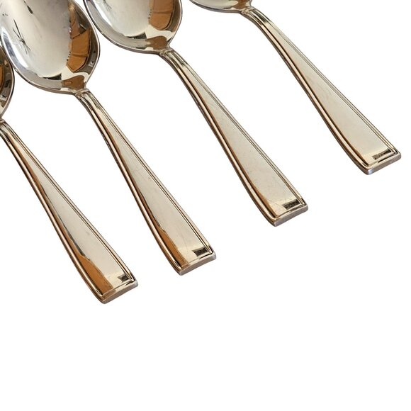 4 Reed Barton Benson Spoon 6" stainless vtg Outline Flat Tip minimalist retro r - Picture 2 of 11